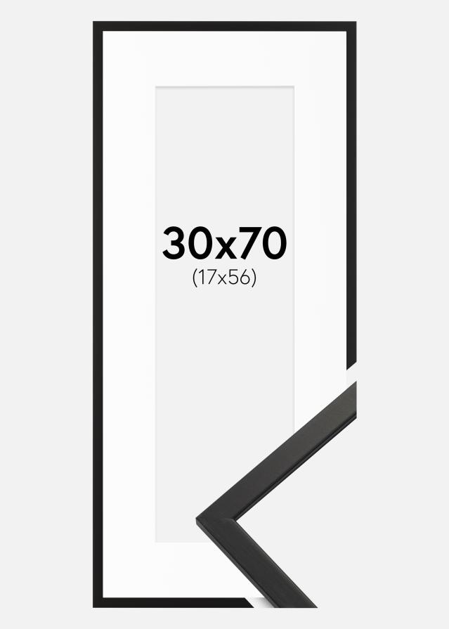 Ram med passepartou Kader Edsbyn Acrylglas Zwart 30x70 cm - Passe-partout Wit 18x57 cm