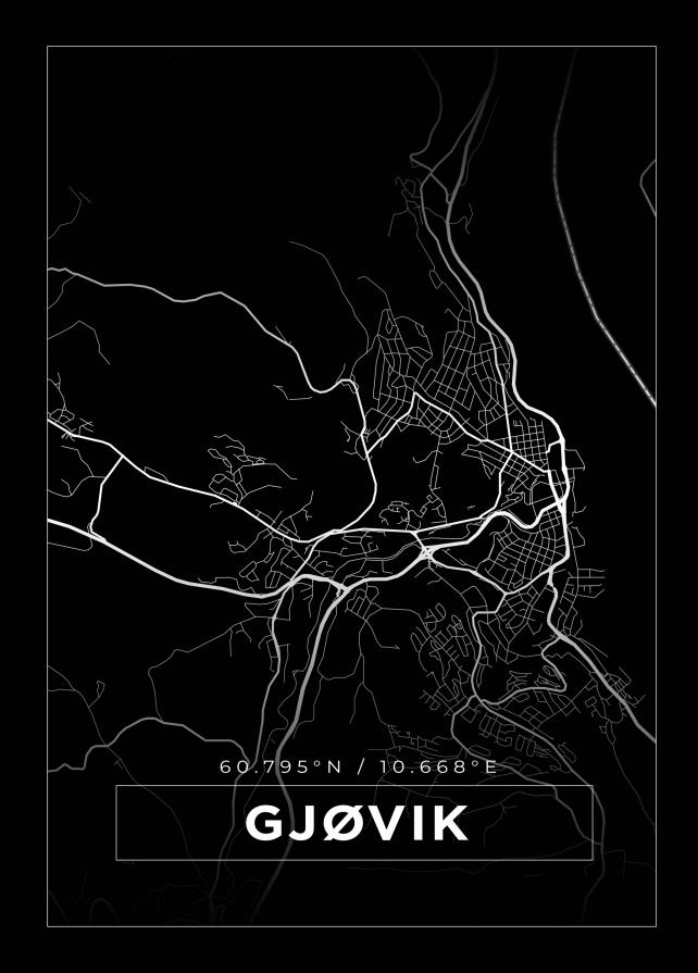 Bildverkstad Map - Gjøvik - Black Poster