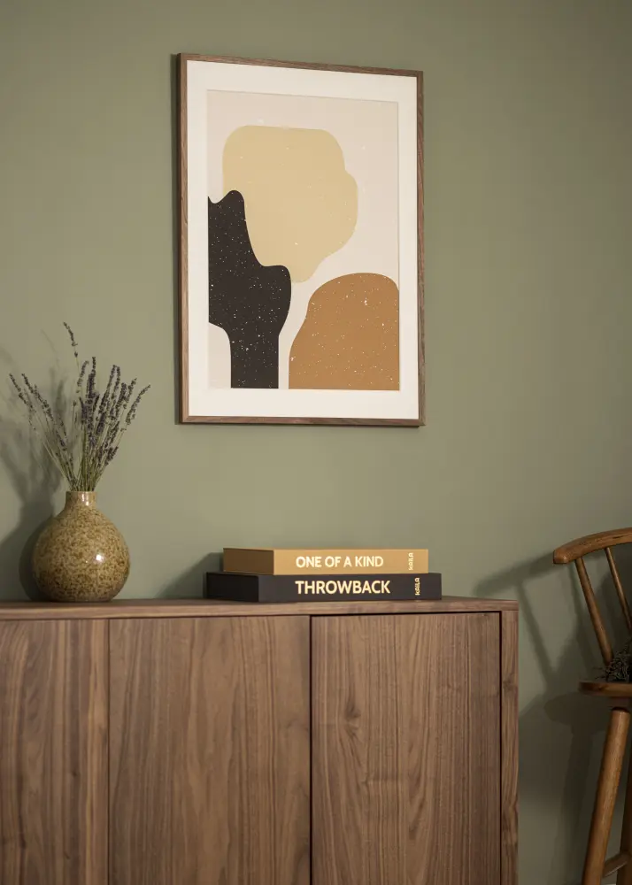 Ram med passepartou Kader Soul Walnut Veneer 50x50 cm - Passe-partout Wit 40x40 cm