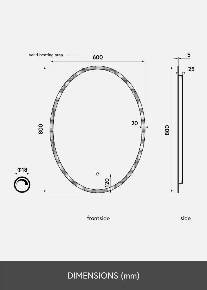 KAILA KAILA Spiegel Oval LED 60x80 cm