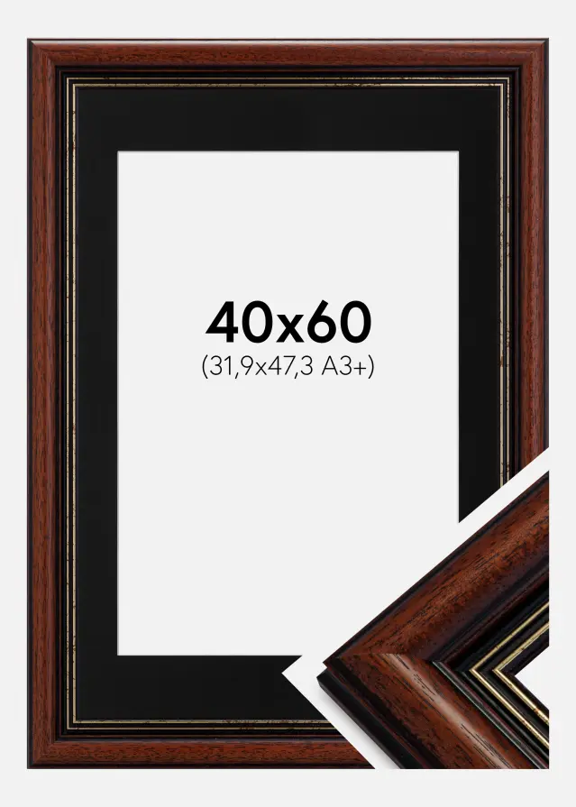 Ram med passepartou Kader Old Retro 40x60 cm - Passe-partout Zwart 32,9x48,3 cm (A3+)