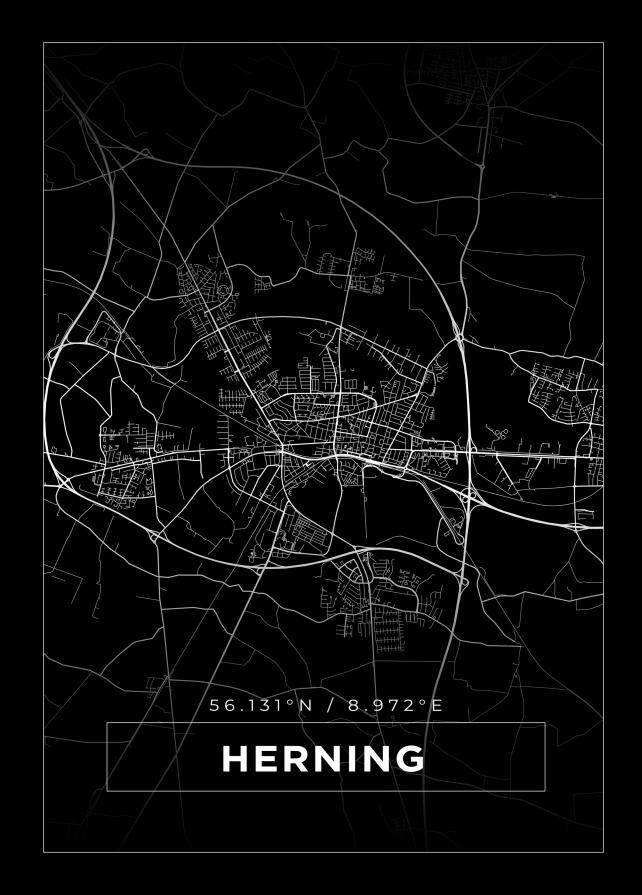 Bildverkstad Map - Herning - Black Poster