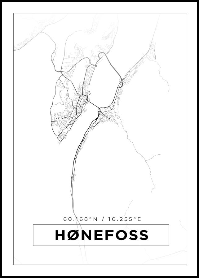 Bildverkstad Map - Hønefoss - White Poster