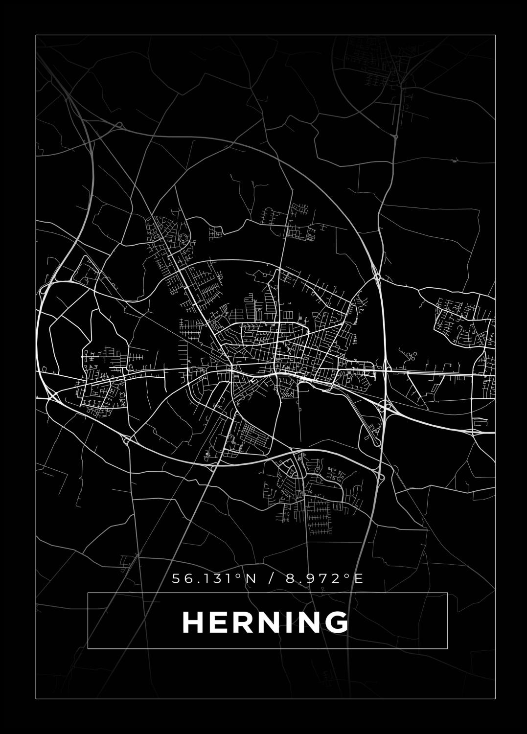 Product Image for Map - Herning - Black Poster (40x50 cm)