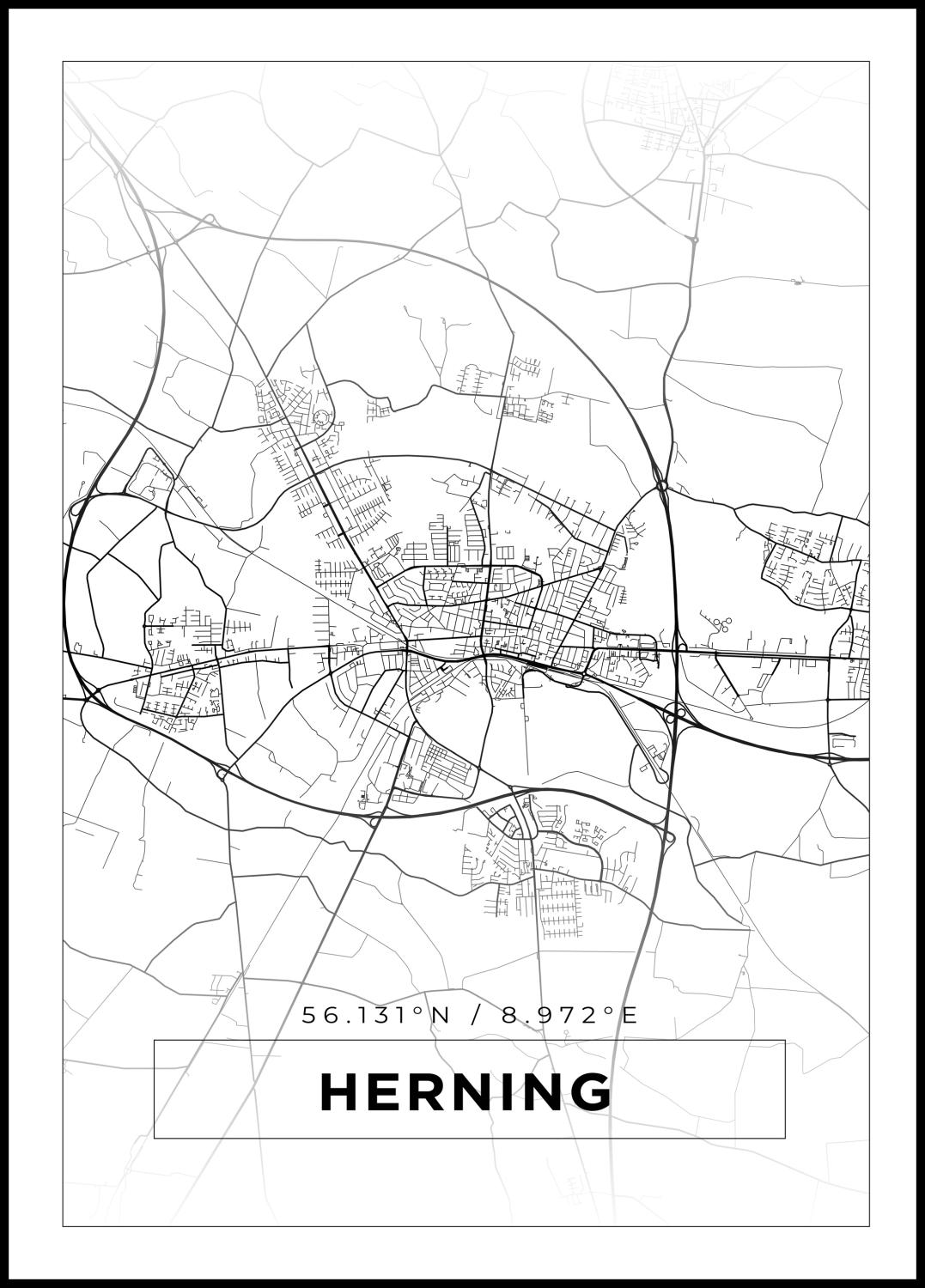 Product Image for Map - Herning - White Poster (50x70 cm)