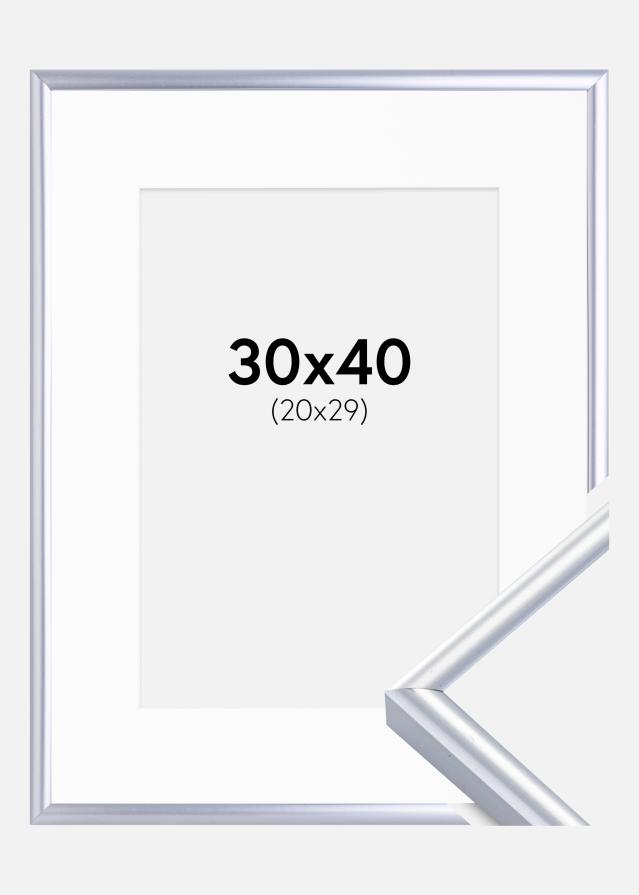 Ram med passepartou Kader Victoria Zilver 30x40 cm - Passe-partout Wit 21x30 cm