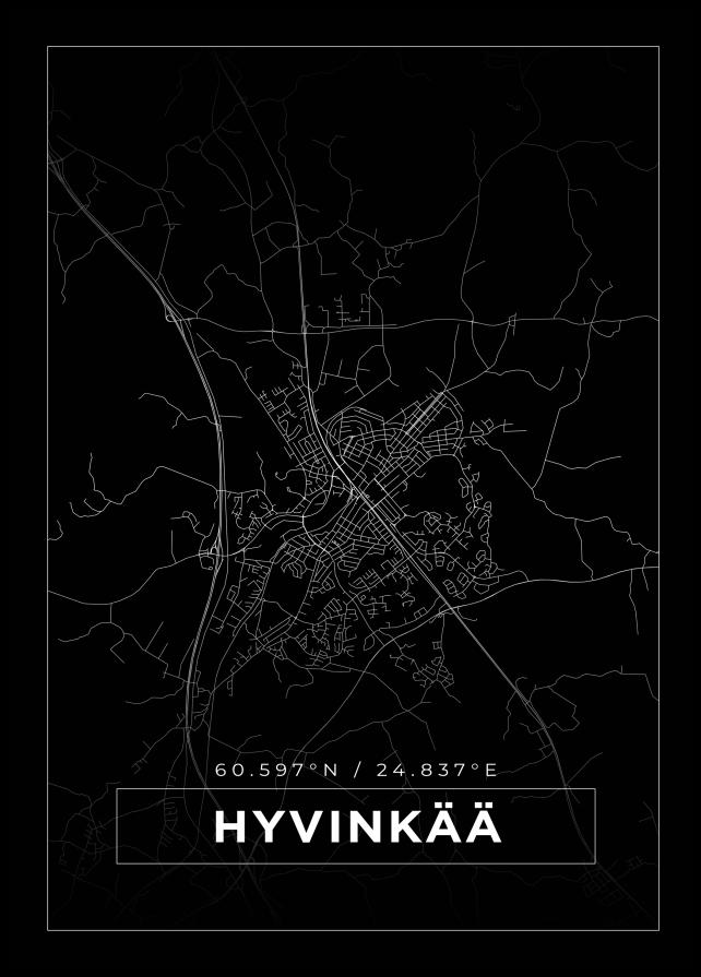 Bildverkstad Map - Hyvinkää - Black Poster