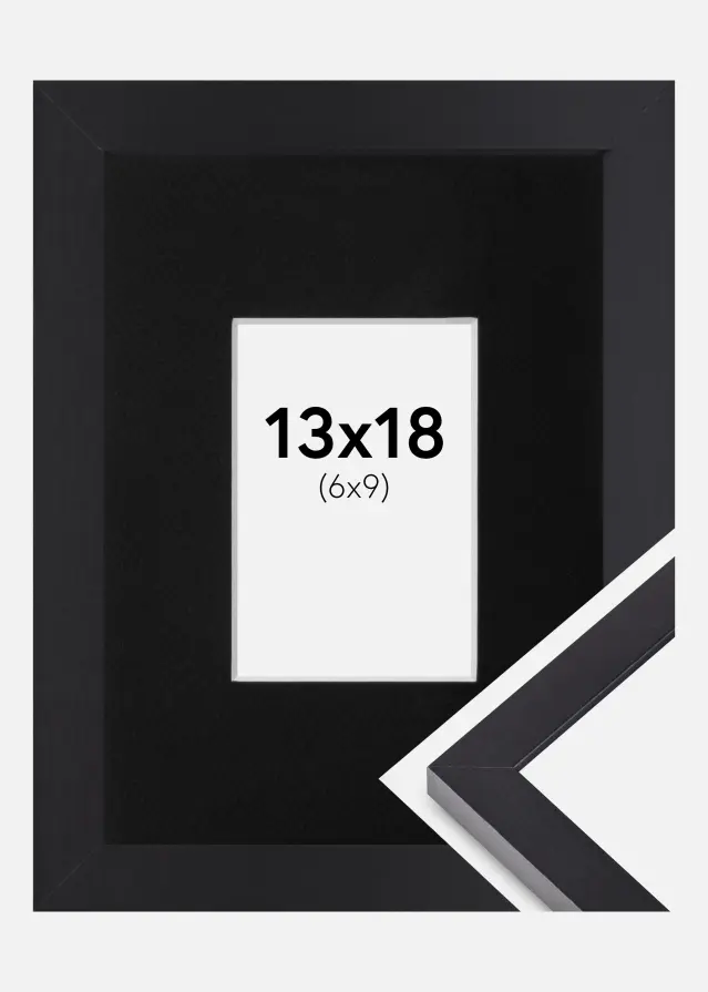 Ram med passepartou Kader Selection Zwart 13x18 cm - Passe-partout Zwart 7x10 cm