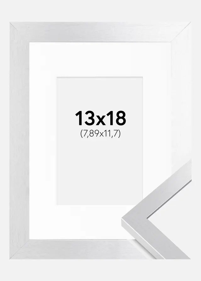 Ram med passepartou Kader Selection Zilver 13x18 cm - Passe-partout Wit 3,5x5 inches