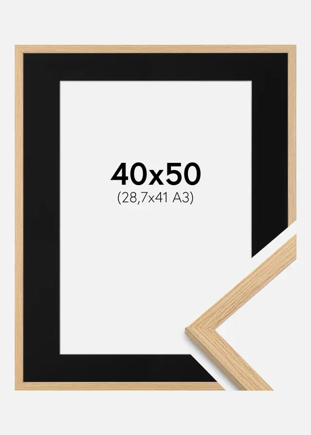 Ram med passepartou Kader Galant Eiken 40x50 cm - Passe-partout Zwart 29,7x42 cm