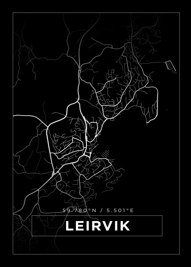 Bildverkstad Map - Leirvik - Black Poster