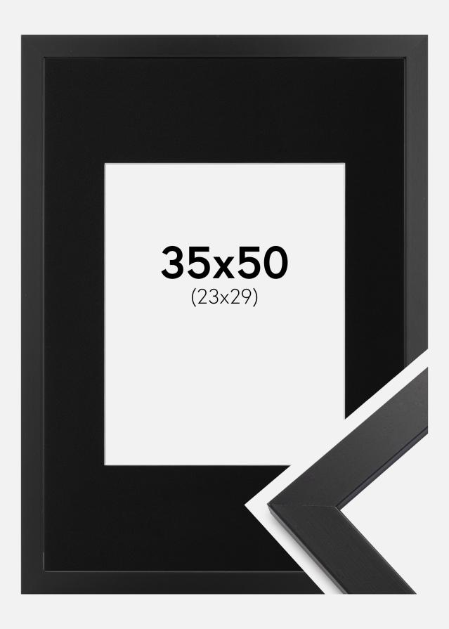 Ram med passepartou Kader Black Wood 35x50 cm - Passe-partout Zwart 24x30 cm