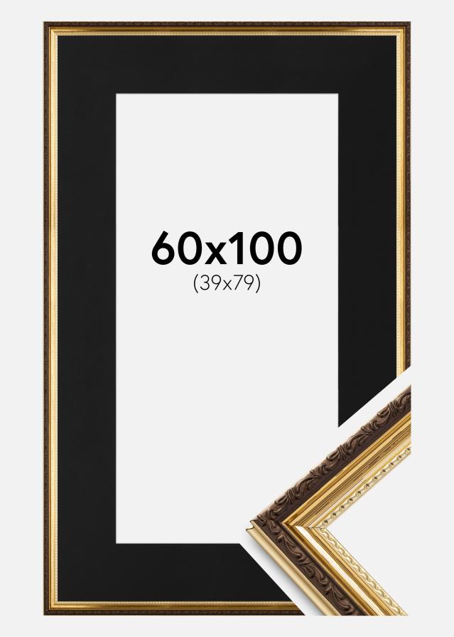 Ram med passepartou Kader Abisko Goud 60x100 cm - Passe-partout Zwart 40x80 cm