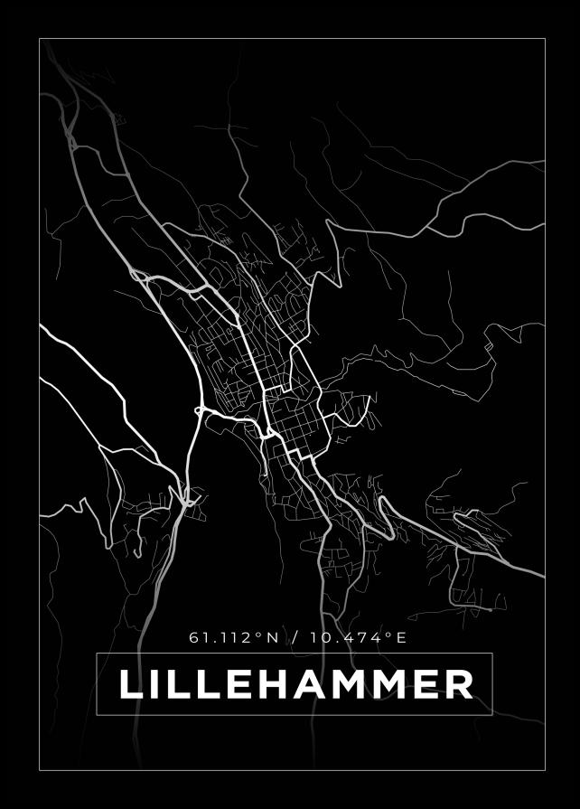 Bildverkstad Map - Lillehammer - Black Poster