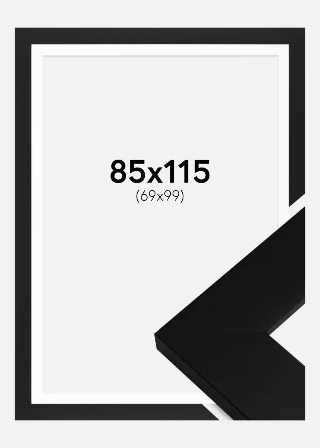 Ram med passepartou Härjedalen Zwart 85x115 cm - Passe-partout Wit 70x100 cm