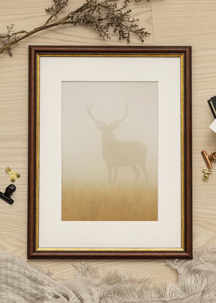 Ram med passepartou Kader Siljan Bruin 40x50 cm - Passe-partout Wit 30x40 cm