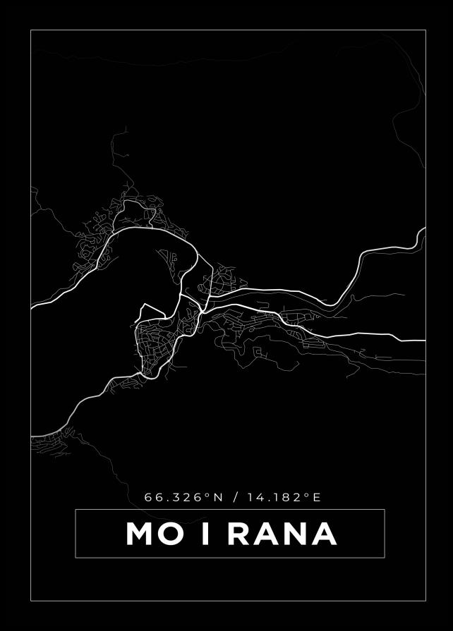 Bildverkstad Map - Mo I Rana - Black Poster