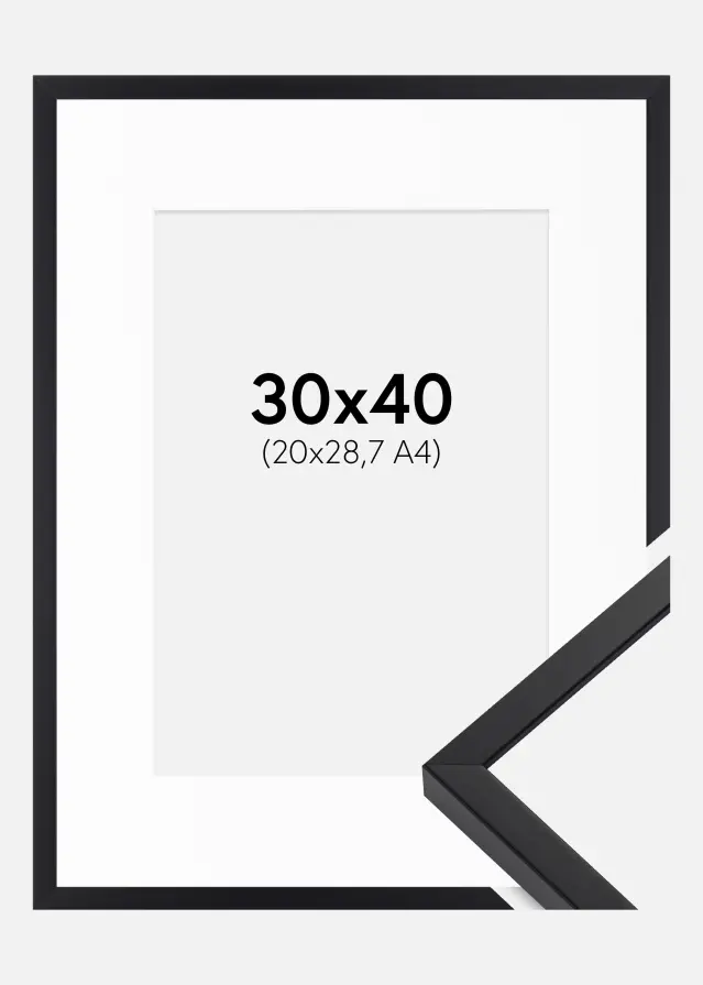 Ram med passepartou Kader E-Line Zwart 30x40 cm - Passe-partout Wit 21x29,7 cm