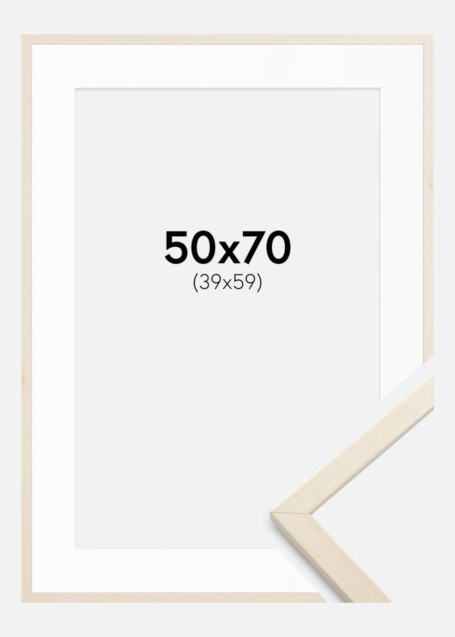 Ram med passepartou Kader Edsbyn Esdoorn 50x70 cm - Passe-partout Wit 40x60 cm