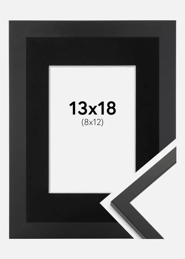 Ram med passepartou Kader Trendy Zwart 13x18 cm - Passe-partout Zwart 9x13 cm
