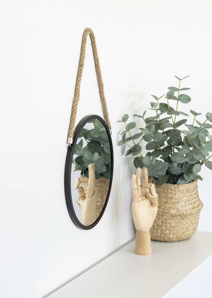 KAILA KAILA Ronde Spiegel Rope - Zwart 30 cm Ø
