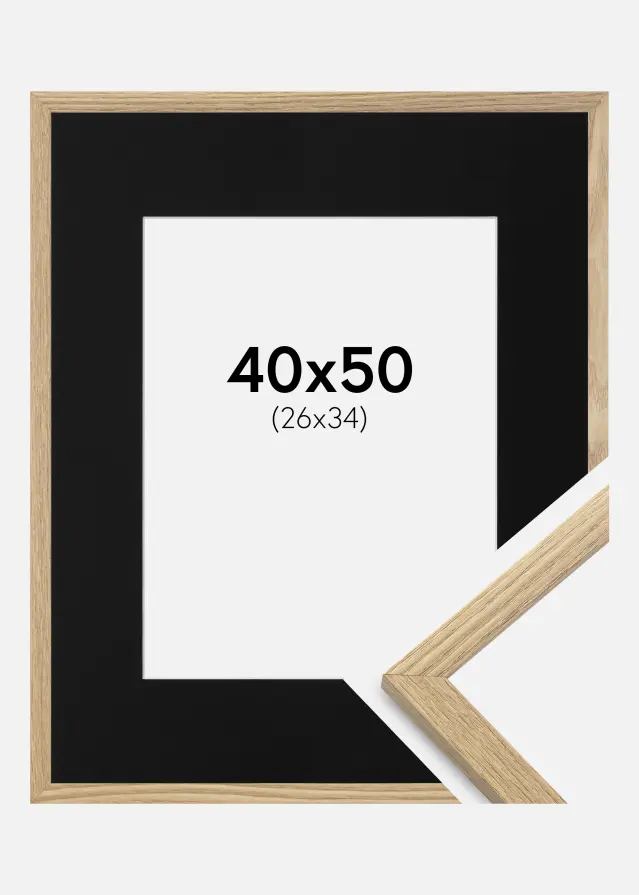 Ram med passepartou Kader Trendy Eiken 40x50 cm - Passe-partout Zwart 27x35 cm