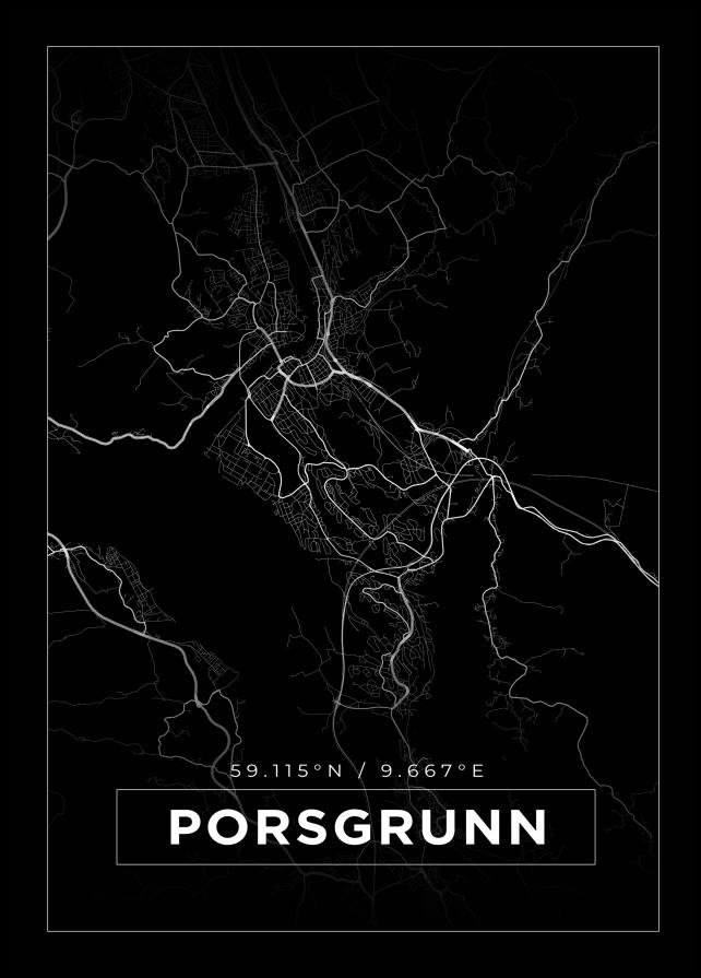 Bildverkstad Map - Porsgrunn - Black Poster