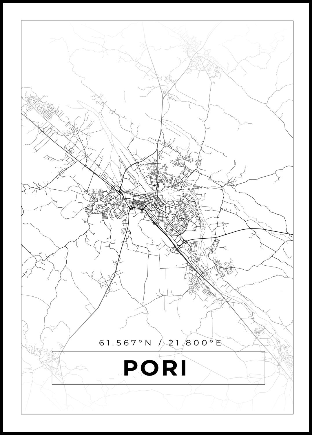 Product Image for Map - Pori - White Poster (30x40 cm)
