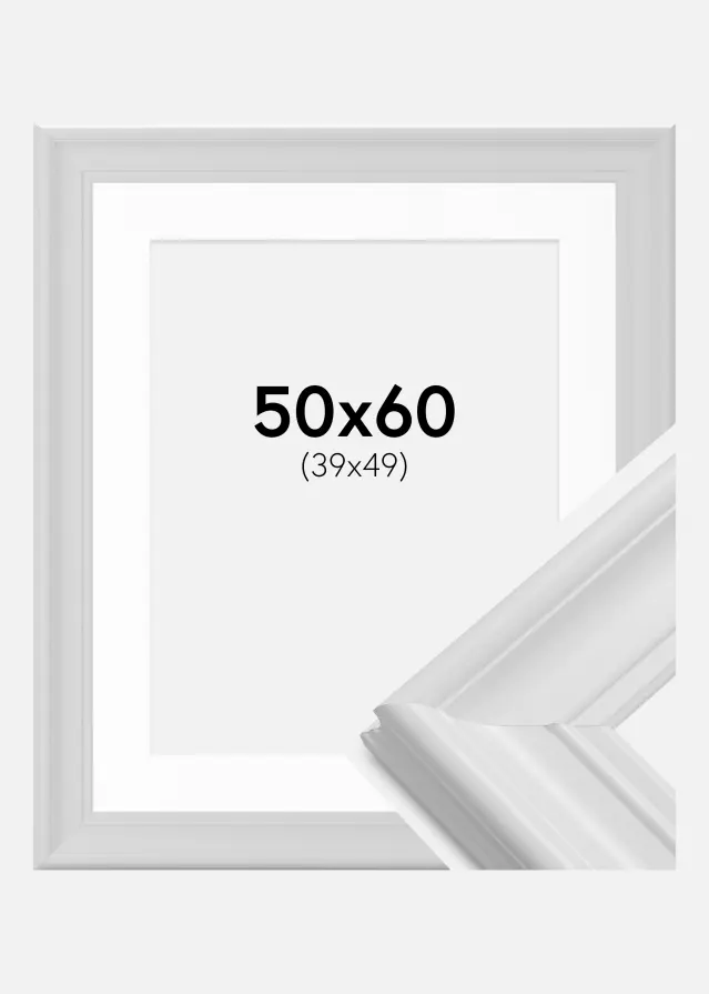 Ram med passepartou Kader Mora Premium Wit 50x60 cm - Passe-partout Wit 40x50 cm