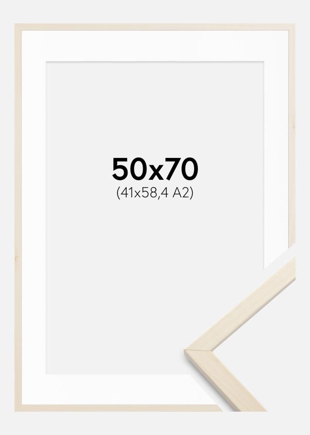 Ram med passepartou Kader Edsbyn Esdoorn 50x70 cm - Passe-partout Wit 42x59,4 cm (A2)