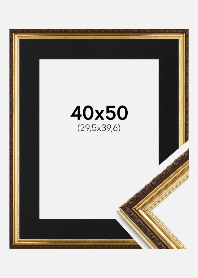 Ram med passepartou Kader Abisko Goud 40x50 cm - Passe-partout Zwart 12x16 inches (30,48x40,64 cm)