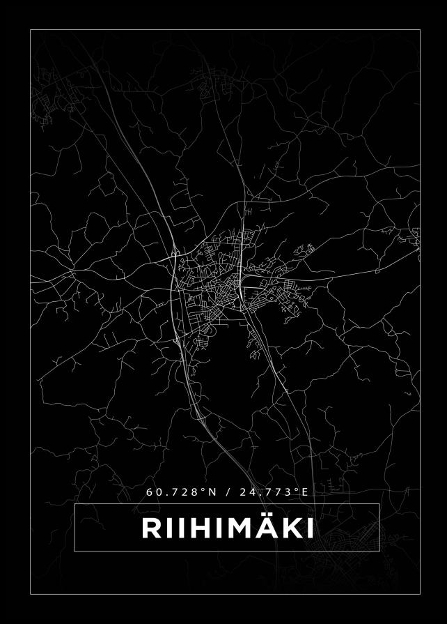 Bildverkstad Map - Riihimäki - Black Poster