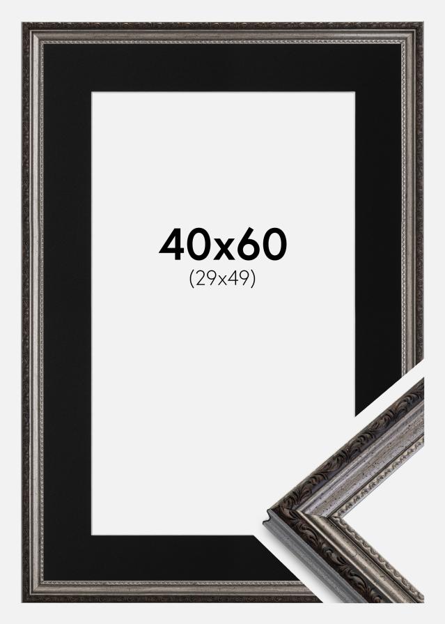 Ram med passepartou Kader Abisko Zilver 40x60 cm - Passe-partout Zwart 30x50 cm