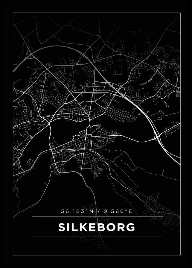 Bildverkstad Map - Silkeborg - Black Poster