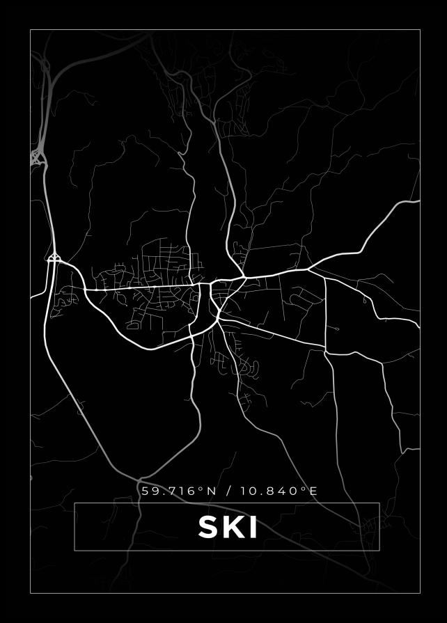 Bildverkstad Map - Ski - Black Poster