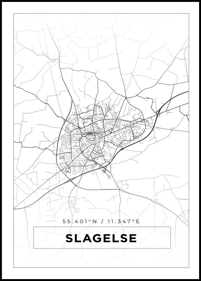 Bildverkstad Map - Slagelse - White Poster