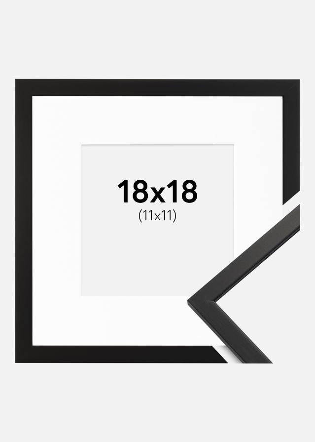 Ram med passepartou Kader Edsbyn Acrylglas Zwart 18x18 cm - Passe-partout Wit 12x12 cm