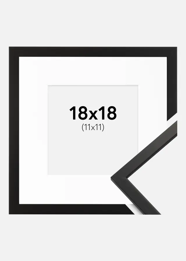Ram med passepartou Kader Edsbyn Acrylglas Zwart 18x18 cm - Passe-partout Wit 12x12 cm
