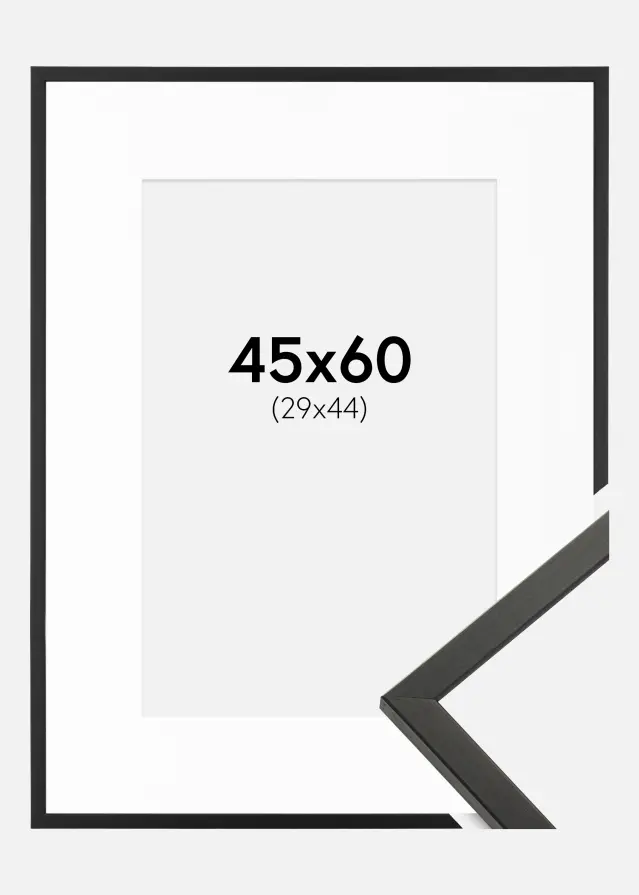 Ram med passepartou Kader Galant Zwart 45x60 cm - Passe-partout Wit 30x45 cm