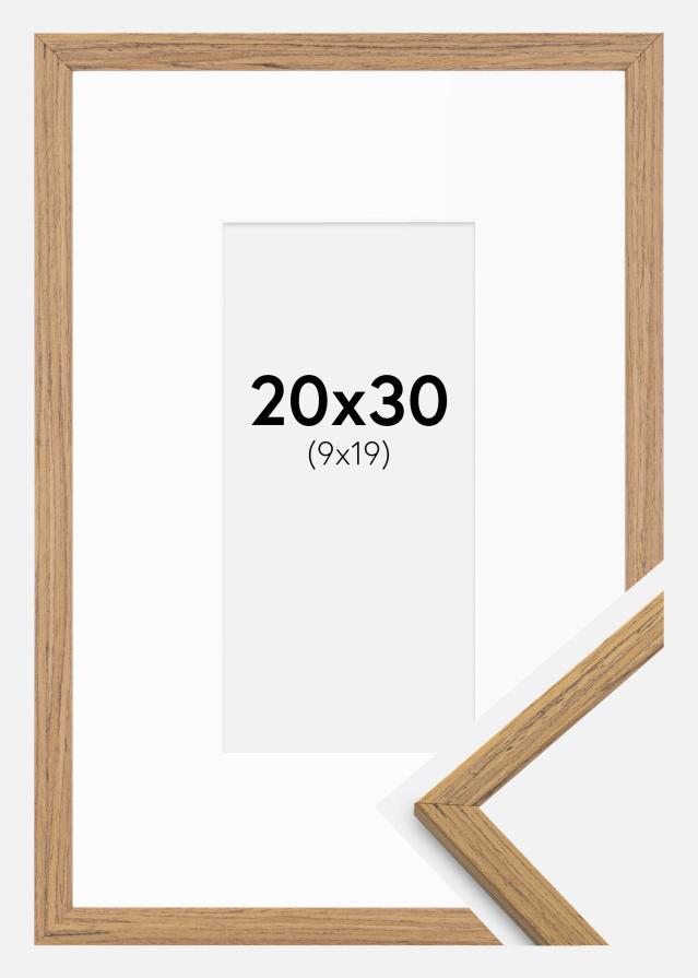 Ram med passepartou Kader Edsbyn Teak 20x30 cm - Passe-partout Wit 10x20 cm