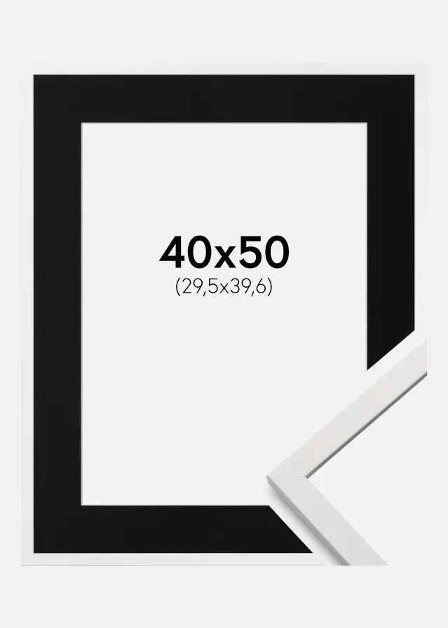 Ram med passepartou Kader Edsbyn Wit 40x50 cm - Passe-partout Zwart 12x16 inches (30,48x40,64 cm)