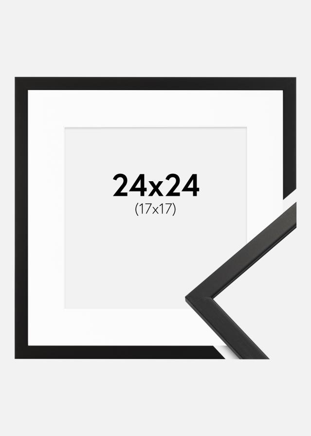 Ram med passepartou Kader Edsbyn Acrylglas Zwart 24x24 cm - Passe-partout Wit 18x18 cm