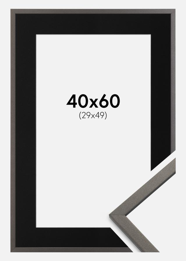 Ram med passepartou Kader Edsbyn Grafiet 40x60 cm - Passe-partout Zwart 30x50 cm