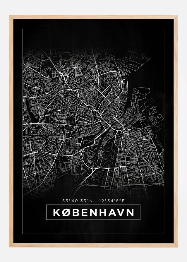 Bildverkstad Map - København - Black Poster