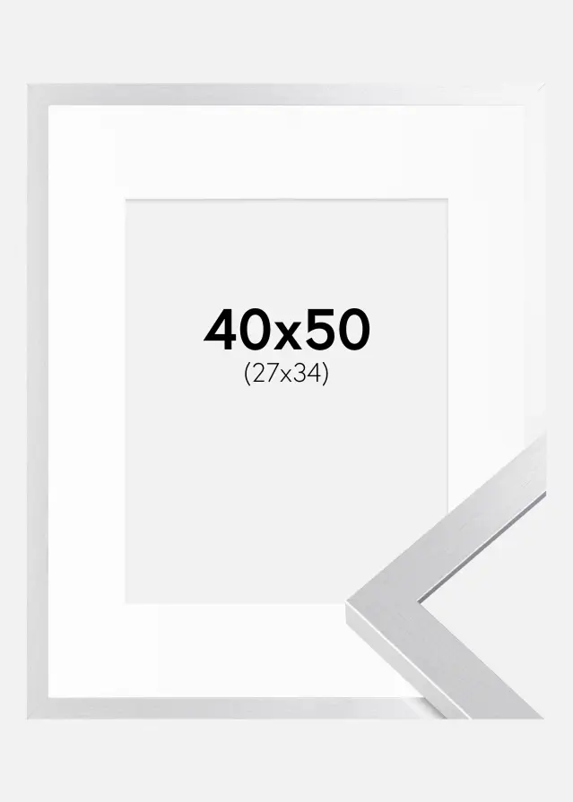 Ram med passepartou Kader Selection Zilver 40x50 cm - Passe-partout Wit 28x35 cm