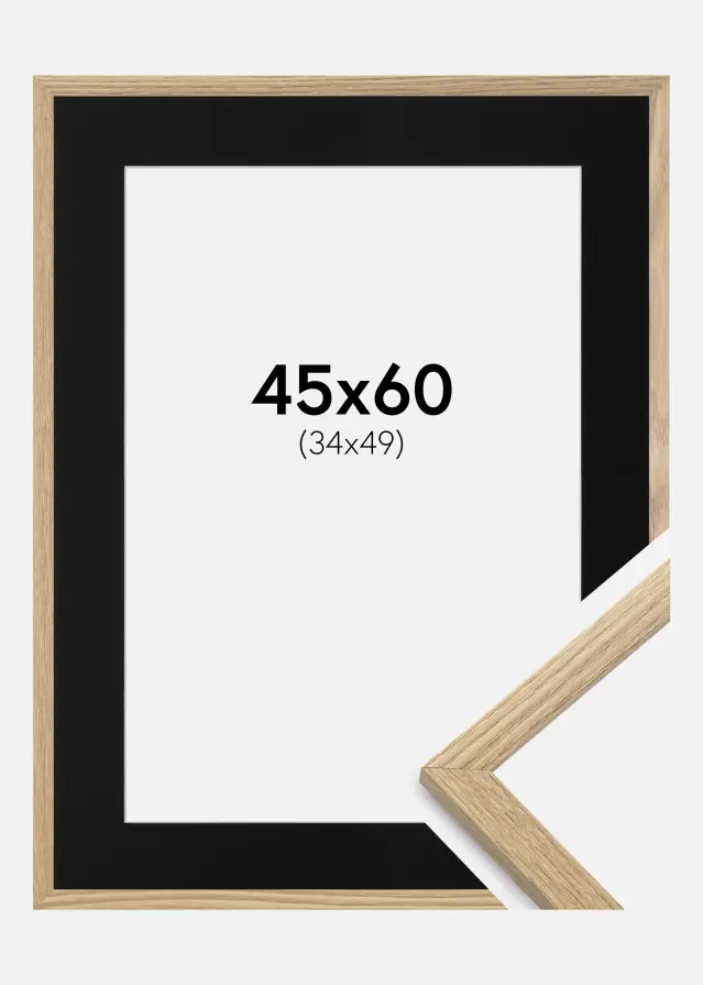 Ram med passepartou Kader Trendy Eiken 45x60 cm - Passe-partout Zwart 35x50 cm