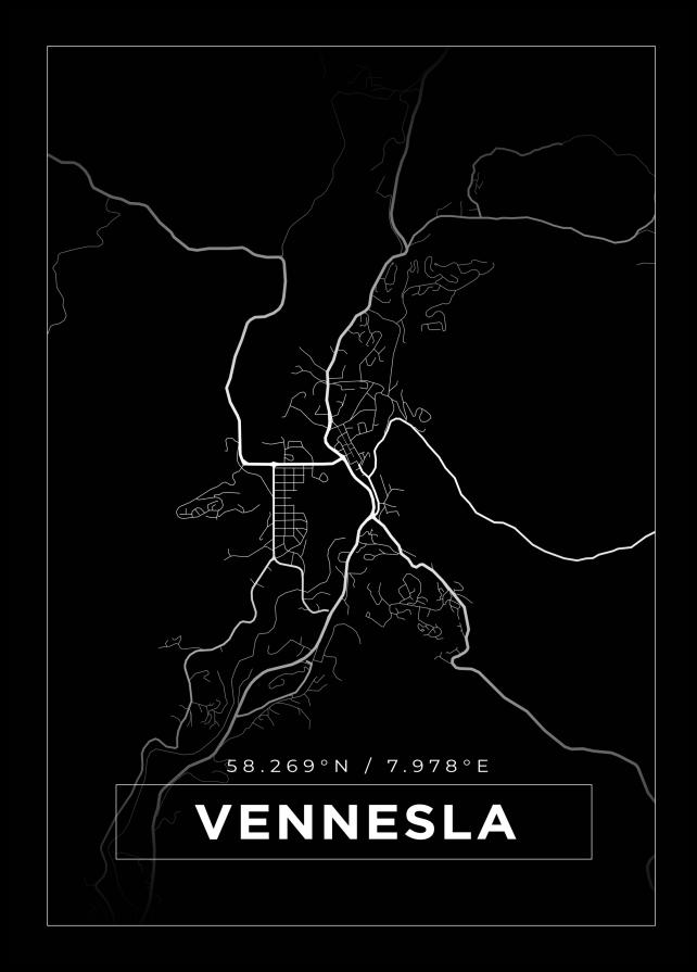 Bildverkstad Map - Vennesla - Black Poster