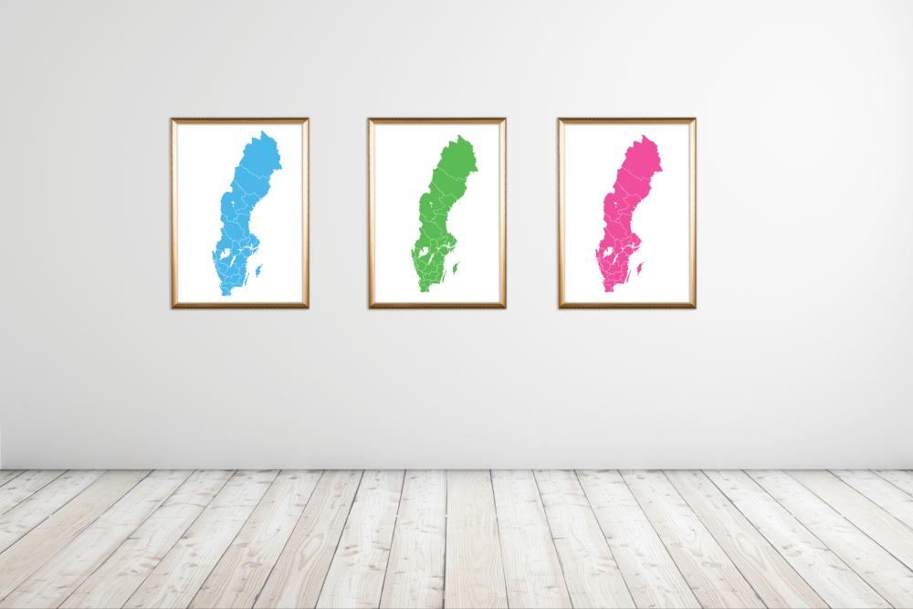 Bildverkstad Sverigekarta Rosa Poster