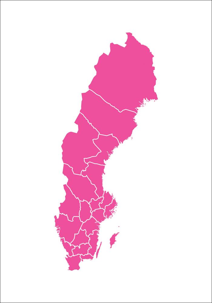 Bildverkstad Sverigekarta Rosa Poster