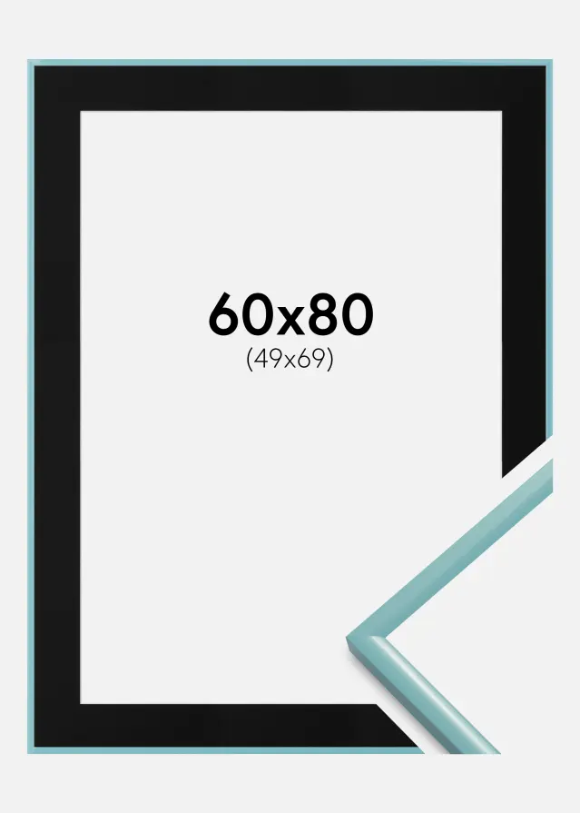 Ram med passepartou Kader New Lifestyle Turquoise 60x80 cm - Passe-partout Zwart 50x70 cm